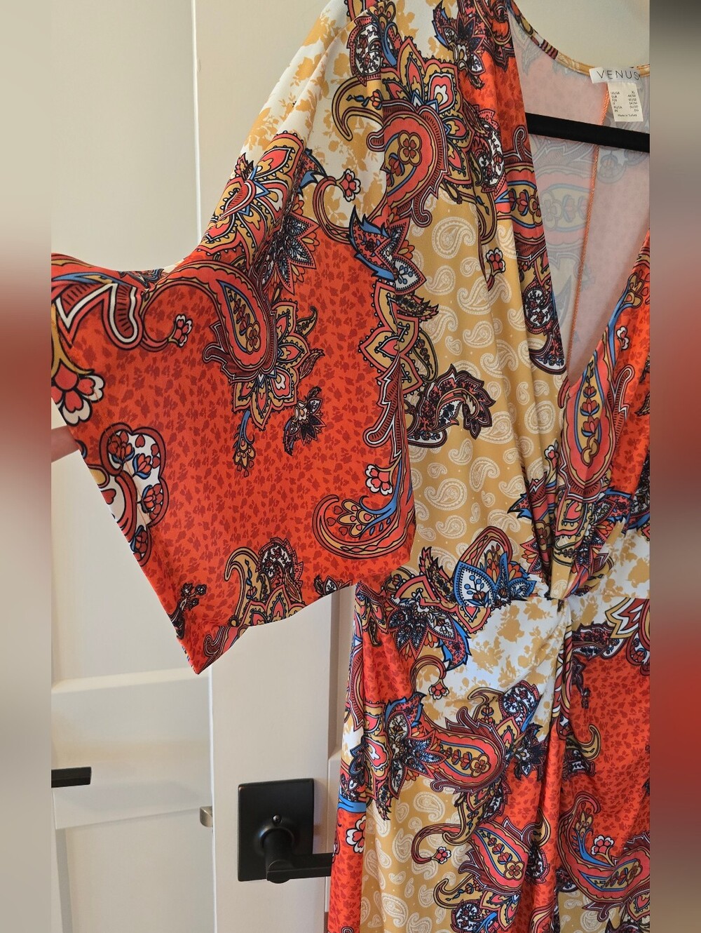 Vibrant Venus Maxi Dress Paisley Twisted Waist Spit Hem Size:XL - Picture 6 of 11